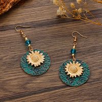 1 Pair Vintage Style Flower Plating Alloy 14k Gold Plated Dangling Earrings main image 2