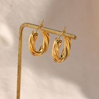 1 Pair Modern Style Simple Style Round Stainless Steel Plating 18k Gold Plated Hoop Earrings main image 4