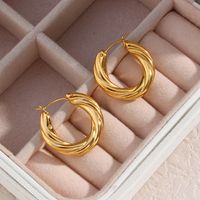 1 Pair Modern Style Simple Style Round Stainless Steel Plating 18k Gold Plated Hoop Earrings main image 5