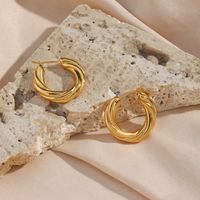 1 Pair Modern Style Simple Style Round Stainless Steel Plating 18k Gold Plated Hoop Earrings main image 3