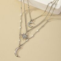 Wholesale Jewelry Casual Commute Star Moon Alloy Silver Plated Layered Necklaces sku image 1