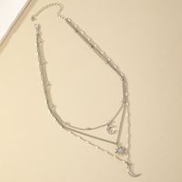 Wholesale Jewelry Casual Commute Star Moon Alloy Silver Plated Layered Necklaces main image 5