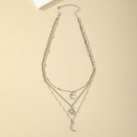 Wholesale Jewelry Casual Commute Star Moon Alloy Silver Plated Layered Necklaces main image 3