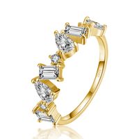 Shiny Irregular Sterling Silver Plating Inlay Zircon 14k Gold Plated Rhodium Plated Rings sku image 6