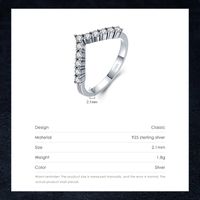 Elegante Klassische Pfeil Sterling Silber Plating Inlay Zirkon Versilberte Ringe main image 4
