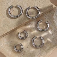 1 Pair Simple Style Round Plating Stainless Steel 18k Gold Plated Hoop Earrings main image 5