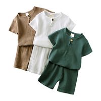 Casual Solid Color Cotton Boys Clothing Sets main image 1