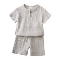 Casual Solid Color Cotton Boys Clothing Sets main image 4