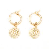 Vintage Style Round Flower Zinc Alloy Hollow Out Women's Drop Earrings sku image 2