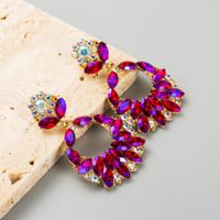 1 Pair Glam Water Droplets Hollow Out Inlay Alloy Rhinestones Drop Earrings main image 4