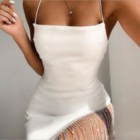 Women's Pencil Skirt Simple Style Boat Neck Patchwork Backless Sleeveless Solid Color Knee-length Daily main image 1