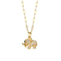 Stainless Steel 18K Gold Plated Casual Plating Inlay Elephant Opal Zircon Pendant Necklace main image 2