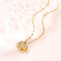 Stainless Steel 18K Gold Plated Casual Plating Inlay Elephant Opal Zircon Pendant Necklace main image 8