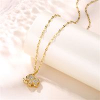Stainless Steel 18K Gold Plated Casual Plating Inlay Elephant Opal Zircon Pendant Necklace main image 7