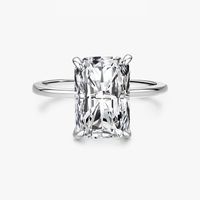 Commute Rectangle Sterling Silver Plating Inlay Zircon Rhodium Plated Rings sku image 1