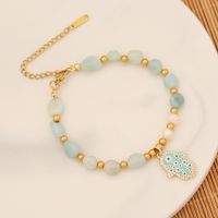 Simple Style Palm Stainless Steel Natural Stone Copper 18K Gold Plated Bracelets In Bulk sku image 5