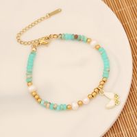 Simple Style Palm Stainless Steel Natural Stone Copper 18K Gold Plated Bracelets In Bulk sku image 4