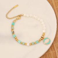 Simple Style Palm Stainless Steel Natural Stone Copper 18K Gold Plated Bracelets In Bulk sku image 3