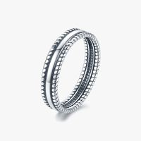Vintage Style Grain Sterling Silver Plating Lace Silver Plated Rings sku image 1