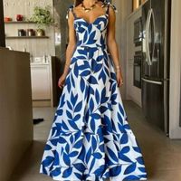 Women's One Shoulder Skirt Casual Strapless Printing Sleeveless Printing Maxi Long Dress Daily main image 3