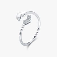 Korean Style Heart Shape Sterling Silver Plating Inlay Zircon Rhodium Plated Rings main image 2