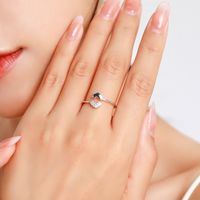 Korean Style Heart Shape Sterling Silver Plating Inlay Zircon Rhodium Plated Rings main image 4