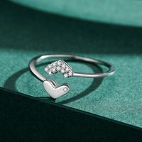 Korean Style Heart Shape Sterling Silver Plating Inlay Zircon Rhodium Plated Rings main image 1