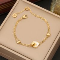 Stainless Steel 18K Gold Plated Retro Simple Style Inlay Heart Shape Artificial Diamond Bracelets Earrings Necklace sku image 2