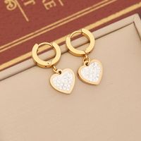 Stainless Steel 18K Gold Plated Retro Simple Style Inlay Heart Shape Artificial Diamond Bracelets Earrings Necklace sku image 1