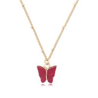 Wholesale Jewelry Sweet Butterfly Alloy Resin Pendant Necklace sku image 2