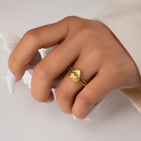 Personality Jewelry Cartoon Love Couple Ring Geometric Letter Ring Set sku image 4