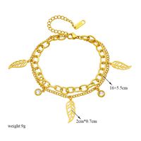 Simple Style Commute Leaves 304 Stainless Steel 18K Gold Plated Artificial Rhinestones Bracelets In Bulk main image 2