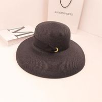 Women's Simple Style Bow Knot Braid Flat Eaves Straw Hat sku image 2