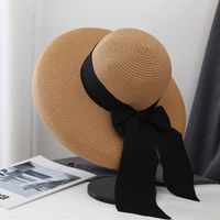 Women's Simple Style Bow Knot Braid Flat Eaves Straw Hat sku image 5