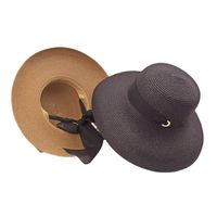 Women's Simple Style Bow Knot Braid Flat Eaves Straw Hat main image 2