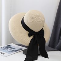 Women's Simple Style Bow Knot Braid Flat Eaves Straw Hat sku image 7