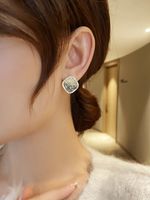 Simple Style Square Metal Inlay Crystal Women's Ear Studs main image 5