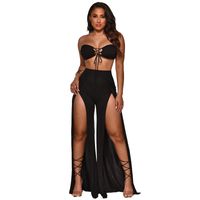 Women's Streetwear Solid Color Polyester Knit Thigh Slit Patchwork Pants Sets main image 4