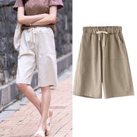 Women's Daily Casual Solid Color Knee Length Pocket Patchwork Casual Pants Wide Leg Pants main image 5