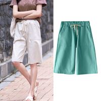 Women's Daily Casual Solid Color Knee Length Pocket Patchwork Casual Pants Wide Leg Pants main image 2