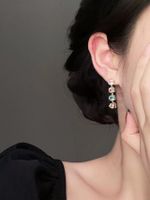 Retro Geometric Metal Inlay Crystal Women's Earrings sku image 1