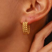 1 Pair Simple Style Round Plating Stainless Steel 18k Gold Plated Hoop Earrings main image 2