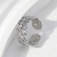 Retro Solid Color Stainless Steel Criss Cross Open Ring main image 3
