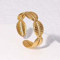Edelstahl 304 18 Karat Vergoldet Vintage-Stil Hülse Offener Ring main image 1