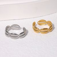304 Stainless Steel 18K Gold Plated Vintage Style Shell Open Rings main image 2