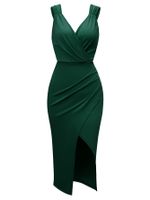 Women's Regular Dress Simple Style V Neck Backless Sleeveless Solid Color Knee-length Daily main image 2