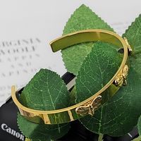 Vintage Style Dragonfly 304 Stainless Steel 18K Gold Plated Cuff Bracelets In Bulk main image 4