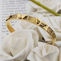 Vintage Style Dragonfly 304 Stainless Steel 18K Gold Plated Cuff Bracelets In Bulk sku image 1