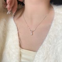 Elegant Geometric Freshwater Pearl Sterling Silver Pendant Necklace sku image 1