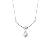 Elegant Geometric Freshwater Pearl Sterling Silver Pendant Necklace main image 3